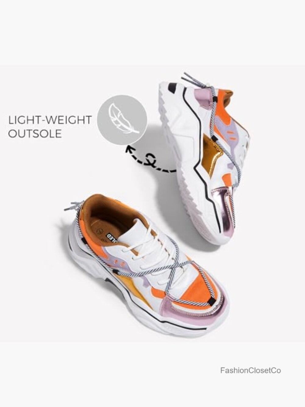 Chunky Platform Fashion Sneakers Retro Colorblock Lightweight Walking Shoes - Picture 5 of 7
